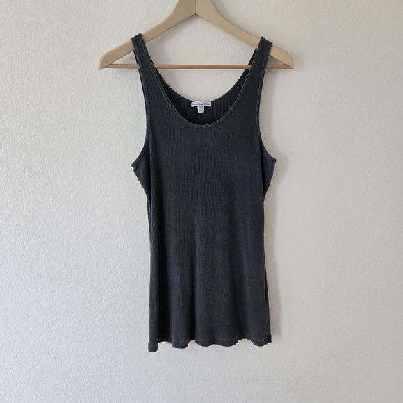 James Perse Ribbed Daily Tank Top size 4 or XL in Carbon Pigment Grey Color - Picture 3 of 15